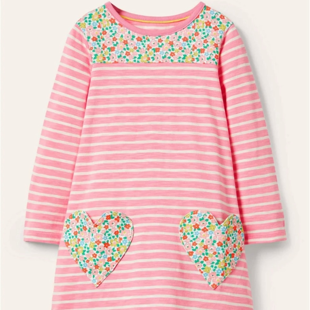 Mini Boden Heart Fun Pocket Jersey Dress